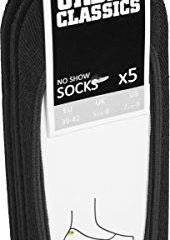URBAN CLASSICS Set de 5 Calcetines Invisibles, Elásticos, Adaptables, Tobilleros Unisex, Para Vestir Con Pantalones Cortos, Color Negro y Blanco