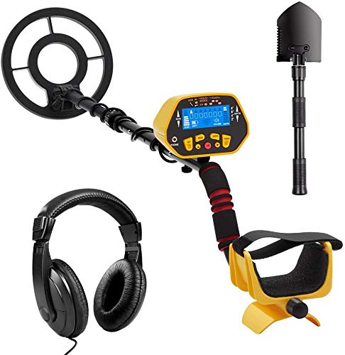 URCERI 1028 Detector de Metales, Alta Sensibilidad, 2 Modos de Busca, Pantalla LCD, Modo de Sonido, Bobina de Búsqueda Sensible, Impermeable y fácil de Uso para Profesionales, Auriculares Incluídos