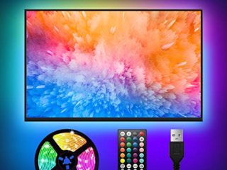 USB Tira LED para TV 2M,WOANWAY RGB Luces LED tv Habitacion,44 teclas con Control Remoto y Sincronización de Música Multicolor 5050 Tiras LED con 4 Modos y 20 Colores para de 30-60 pulgadas TV/PC