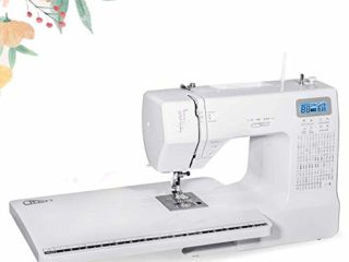 Uten Máquina de Coser Computarizada Portatil Electrica Profesional con 200 Puntadas de Costura 8 Ojales,con Mesa Extensora Grande Pantalla Grande Display Multifunción Blanco