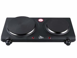 Uten Placas de Doble Quemador ​Portátil con 2 Fuegos, Uno Para Calentar y Otro Para Conservar el Calor,Regulable de Temperatura,1900w-2250W 120v-240v,Ideal para Uso En Casa o Camping,Negr