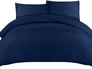 Utopia Bedding Funda Nordica Cama 135/150 - Microfibra Juego de Funda de Edredón 230x220 cm y 2 Fundas de Almohada 50x75 cm (Azul Marino)