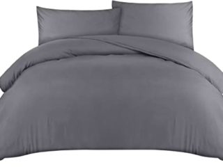 Utopia Bedding Funda Nordica Cama 135/150 - Microfibra Juego de Funda de Edredón 230x220 cm y 2 Fundas de Almohada 50x75 cm (Gris)