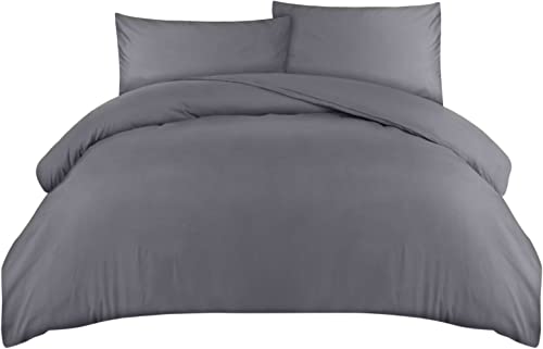 Utopia Bedding Funda Nordica Cama 135/150 - Microfibra Juego de Funda de Edredón 230x220 cm y 2 Fundas de Almohada 50x75 cm (Gris)