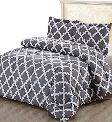 Utopia Bedding Juego de Edredón - Microfibra - Edredón Ligero con Fundas de Almohada - Primavera-Verano 250gr/m² (Cama 135/150, 230x220cm, Gris)