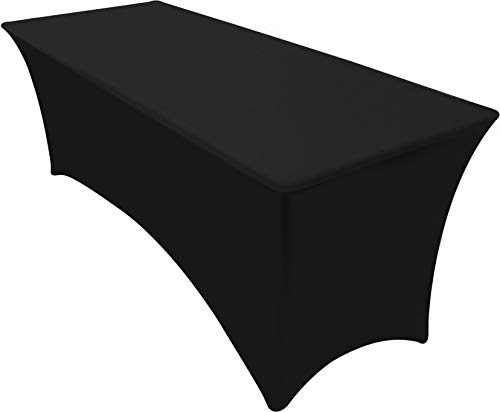 Utopia Kitchen [6ft (183 cm)] Mantel Rectangular Elástico Funda para Mesa - Spandex Elástica Cubierta de Mesa Paño - Negro