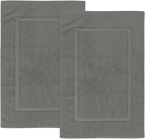 Utopia Towels - 2 alfombras de baño de algodón, (53 x 86 cm), 100% algodón Hilado en Anillos - Toalla de baño para Ducha Altamente Absorbente y Lavable a máquina (Gris)