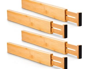 Utoplike Separadores de Cajones de Cocina de Bambú, Organizador de Cajones Ajustable, Organizador de Cajones de Utensilios de Cocina con Resorte (paquete de 4)