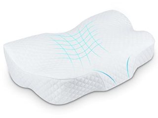 UUQ Almohada Ortopédica, Almohada Cervical Viscoelastica con 2 Fundas de Almohada Lavables, Almohada Cervical para Personas Que Duermen de Costado, Durmiente de Espalda y Boca Abajo