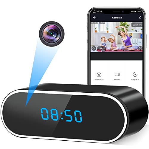 UYIKOO Cámara Espía WiFi, Camara Espia Oculta Reloj Inalámbrica 120° 1080P HD Despertador con Camara Visión Nocturna Detección de Movimiento