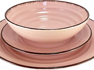 VAJILLA MORDERNA CALIDAD 6 PERSONAS (18 o 24 PIEZAS) (ROSA)