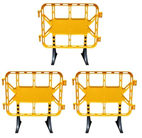 Valla de plástico obra peatonal en color amarillo de 1 metro con patas extraíbles - 3 Vallas