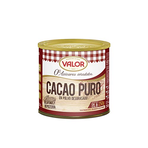 Valor - Cacao puro soluble 100% Natural. chocolate Valor sin Gluten. Gran calidad e intenso Sabor y Aroma. Apto para Celiacos - 250 Gramos