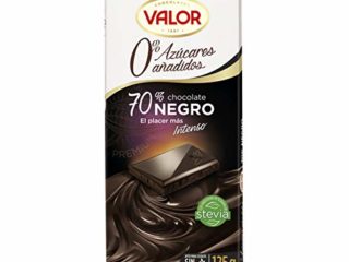 Valor - Chocolate Negro 70% sin Azúcar - Sin Gluten - 0% Azúcares añadidos. Tableta de Chocolate Negro Valor apto para Celiacos y Diabéticos - 125 Gramos