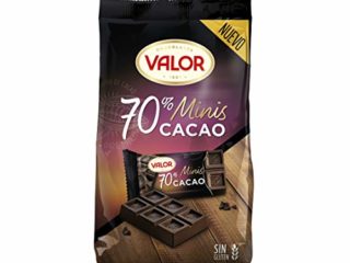Valor - Minitabletas de Chocolate negro 70% cacao - Sin Gluten - Chocolate puro original valor - Apto para Celiacos - Bolsa de 20 minitabletas - 200 gramos