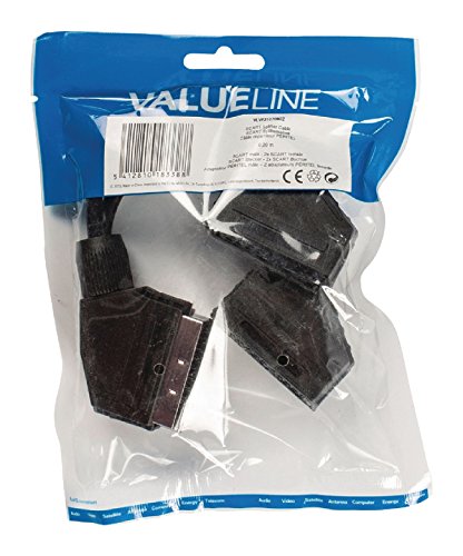 Valueline SCART/2x SCART, 0.2m cable EUROCONECTOR 0,2 m SCART (21-pin) 2 x SCART (21-pin) Negro - Cables EUROCONECTORES (0.2m, 0,2 m, SCART (21-pin), 2 x SCART (21-pin), Macho, Hembra, Negro)