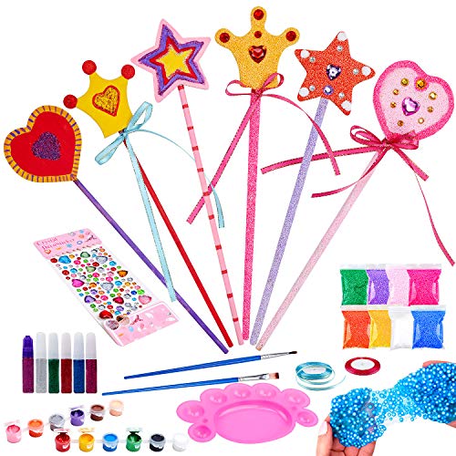 vamei Kit Manualidades Varita Mágica de Madera Pintar Juegos Varita de Princesa Bricolaje Juguete de Pintura Navidad Regalos Actividades Creativas para Niños Niñas