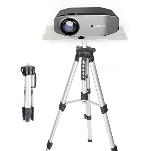 Vamvo Soporte Proyector, Soporte para Proyector Trípode, Soporte para Proyector Ajustable Portátil, Soporte para Proyector de Piso Altura Ajustable de 42 cm a 115 cm con Placa Plegable