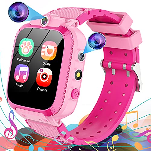 Vannico Reloj Inteligente para niña, Smartwatch Niños 2 Cámaras 14 Juegos MP3 Música Cámara Podómetro Calorías Linterna Despertador Calculadora Vídeo 3-14 Años niño niña Estudiantes Regalo