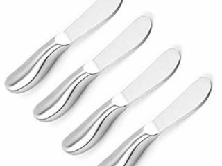 VANRA Juego de 4 cuchillos de mantequilla de acero inoxidable para quesos, cuchillos pequeños de pan y crema de 13,5 cm