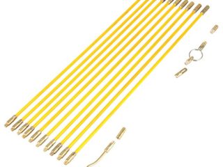 Varillas no conductoras de fibra de vidrio no conductor de 10Pcs 4,0 mm * 13,0 pulgadas con cable, conector y kit de empuje - para pasar el cable a través de las paredes