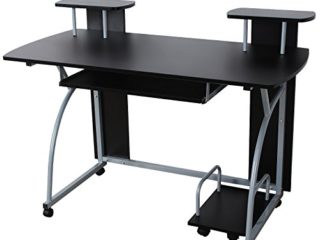 VASAGLE Escritorio de la Computadora, Mesa de Ordenador, con Portateclado, Diseño Moderno, Escritorio Compacto para Hogar u Oficina, 120 x 59 x 90 cm, Negro LCD812B