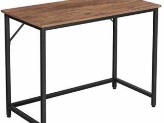 VASAGLE Escritorio, Mesa de Ordenador, Mesa de Oficina pequeña, 100 x 50 x 75 cm, para Estudio, Oficina, Montaje Simple, Acero, Diseño Industrial, Marrón Avellana y Negro LWD041B03