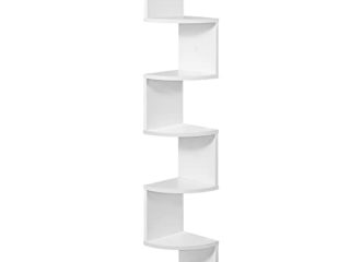 VASAGLE Estantería para Esquina de 5 Niveles, Estantería Esquinera, de Madera, Ideal para Cocina, Dormitorio, Sala de Estar, Estudio, Blanco LBC20WT