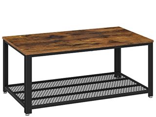 Vasagle LCT61X - Mesa de Centro en diseño Industrial, para la televisión, para el salón, con Gran Estante, Patas Regulables, Protege el Suelo, con Estructura de Metal, Estable, fácil de Montar