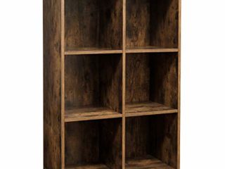 VASAGLE Librería, Estantería Almacenaje, Librería de 6 Compartimientos, para Sala de Estar, Estudio, Oficina, 65,5 x 30 x 97,5 cm, Marrón Rústico LBC203BX