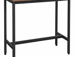 VASAGLE Mesa de Bar, Mesa de Cocina Rectangular Estrecha, Mesa Alta con Marco de Metal Robusto, 100 x 40 x 90 cm, Montaje Sencillo, Diseño Industrial, Marrón Rústico y Negro LBT10X