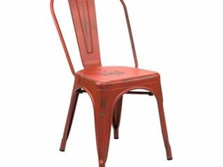 Vaukura Silla Tolix - Silla Industrial Metálica Vintage (Rojo)