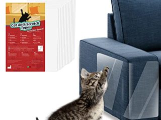 VavoPaw Cinta Adhesiva Antiarañazos para Gatos, 12 PZS Pegatina Protectora Transparente Disuasorio Antidesgaste Entrenamiento con 3 Tamaños para Muebles Sofá Pared Puerta Alfombra, Blanco