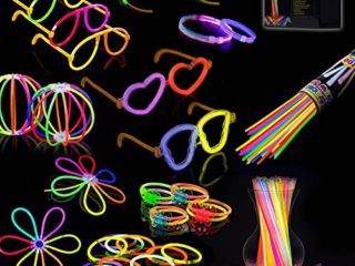 VDISRR 100 - Juego de luces fluorescentes para fiestas, barras luminosas de neón, larga duración, 7 colores, con pulseras, gafas, diademas y conectores, para bodas, fiestas, cumpleaños, festivales