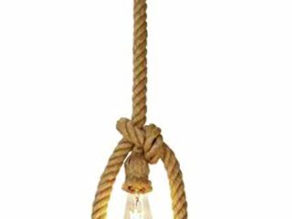 Vecys Lámpara Colgante de Única Cabeza en Cuerda de Cáñamo Lampara Cuerda Vintage Techo Lampara Soga para Cafeterías, Restaurantes, Bares, etc. (50 CM)