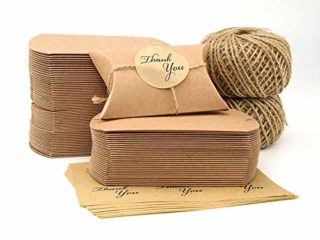 VEESUN Cajas de regalo pequeñas, 6x9cm Cajas de almohadas marrones Favor de la boda Caja de dulces de papel Kraft, para cumpleaños Fiesta de Navidad, 120 paquetes