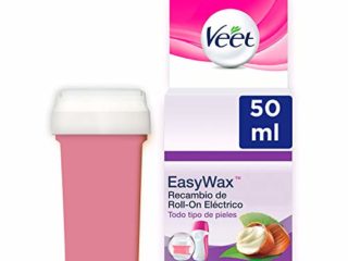 Veet Cera Depilatoria Cartucho Cera de Recambio Roll-On Eléctrico EasyWax con Manteca de Karité para Todo Tipo de Pieles, 50 ml