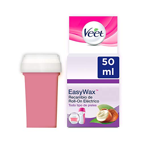 Veet Cera Depilatoria Cartucho Cera de Recambio Roll-On Eléctrico EasyWax con Manteca de Karité para Todo Tipo de Pieles, 50 ml