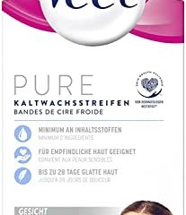 Veet Facial, Bandas de cera Depilatoria Easy Gelwax para Pieles Sensibles, 10 x 2 bandas