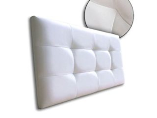 Ventadecolchones - Cabecero de Cama Tapizado Acolchado de Dormitorio en Polipiel con capitoné Modelo Tablet Blanco y Medidas 91 x 70 cm para Camas de 80 ó 90