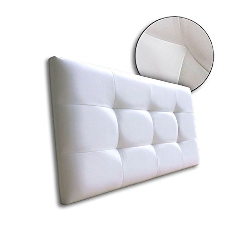 Ventadecolchones - Cabecero de Cama Tapizado Acolchado de Dormitorio en Polipiel con capitoné Modelo Tablet Blanco y Medidas 91 x 70 cm para Camas de 80 ó 90