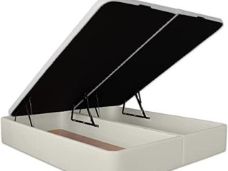 Ventadecolchones - Canapé Abatible Serena Gran Capacidad, Tapizado en Polipiel Blanco Roto con Tapa en Tejido 3D Transpirable, 180 x 200 cm (2 uds 90 x 200 cm)