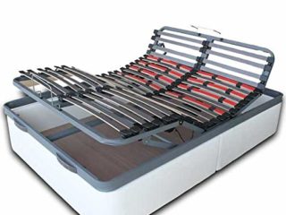 VentadeColchones - Canapé Articulado Abatible de Gran Capacidad con Mando Inalámbrico + App Móvil, Polipiel Blanco, Medida 135 x 190 cm