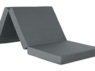 Ventadecolchones - Colchón Plegable con Cierre y Asa 120 x 190 x 10 cm con Espuma D25 extrafirme en Loneta Premium Gris para Furgonetas, de Viajes o para Invitados