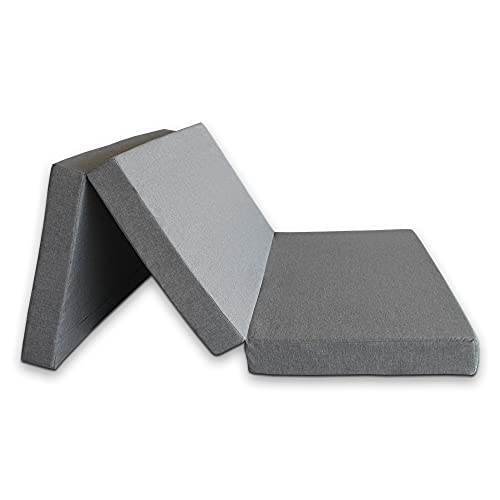 Ventadecolchones - Colchón Plegable con Viscoelástica con Cierre y Asa - Espuma HR30 Media - 120 x 190 x 10 cm en Loneta Premium Gris para Furgonetas, de Viajes o para Invitados
