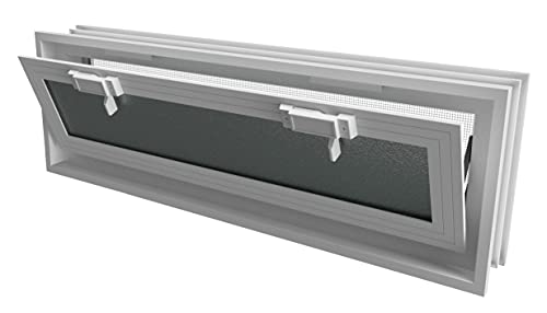 Ventana practicable: para el montaje en la pared de bloques de vidrio - 579x189mm, en lugar de 3 bloques de cristal 19x19x8 cm, horizontal