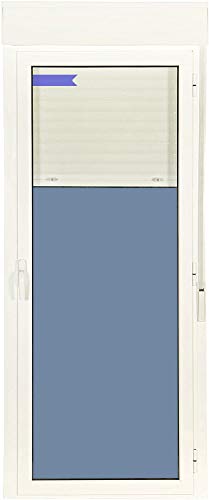 Ventanastock Puerta Balconera Aluminio 880x2185 Practicable Derecha Con Persiana de PVC 1 hoja (guías y cajón persiana en kit)