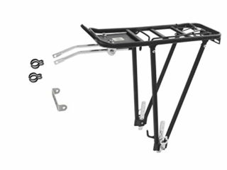 Ventura Screw On ll - Soporte trasero para bicicleta (aluminio; ajustable para tamaños 24/26/28"), color negro