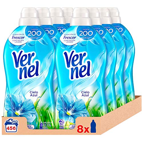Vernel Suavizante Concentrado para la Ropa Cielo Azul - Pack de 8x57D, Total 456 Lavados (10.4 L)
