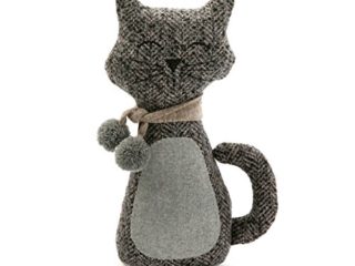 Versa 21481004 Sujetapuertas Decorativo con diseño Gato, Tope para Puerta, Decoración Naturaleza, Color Gris, 30 x 10 x 14 cm